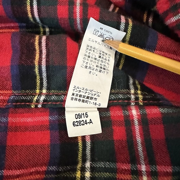 LL‎ Bean Shirt Mens Small Regular Red Plaid Cotton Traditional Fit Button Up VGC - Picture 8 of 8